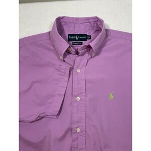 Ralph Lauren Cotton Shirt Mens Small Purple Short Sleeve Button-Down Classic Fit